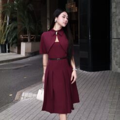 AURA – Đầm Midi Dáng chữ A, Chất Cotton Ý Dễ Mặc, Thanh Lịch, Che Khuyết Điểm